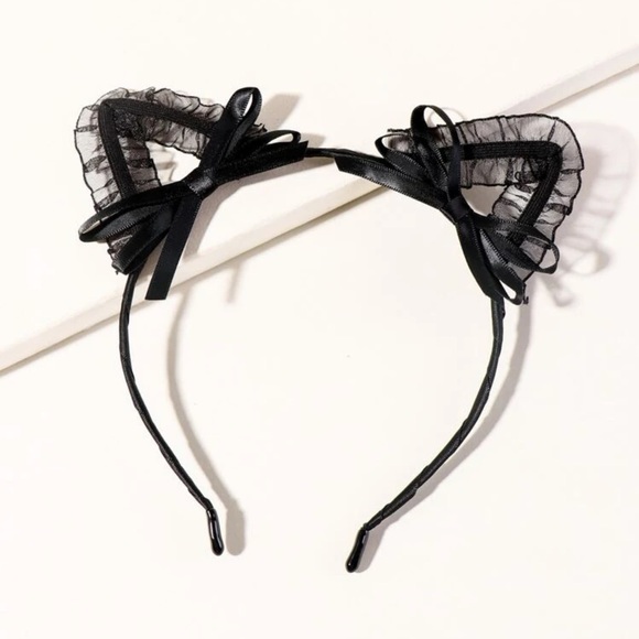 Kathrono Accessories - 🐈⬛ Super Cute Lace Ribbon Bow Kitty Cat Ears Headband Headdress 🐈⬛